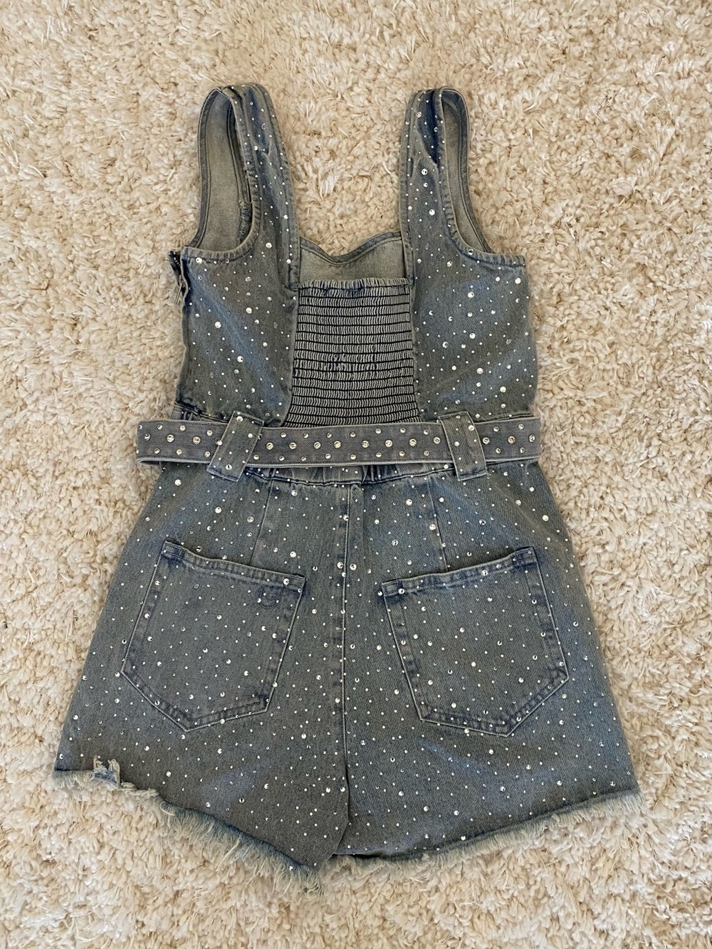 Show Me Your Mumu Rhinestone-Embellished Denim Romper - Picture 4 of 5